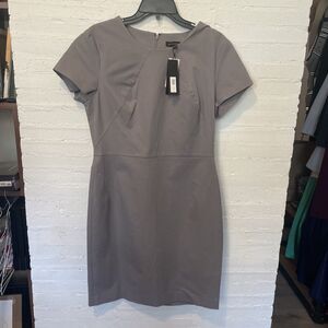 Banana republic NWT women’s Petite Bistretch, Sheath Cap Sleeve, Gray Dress, 12P